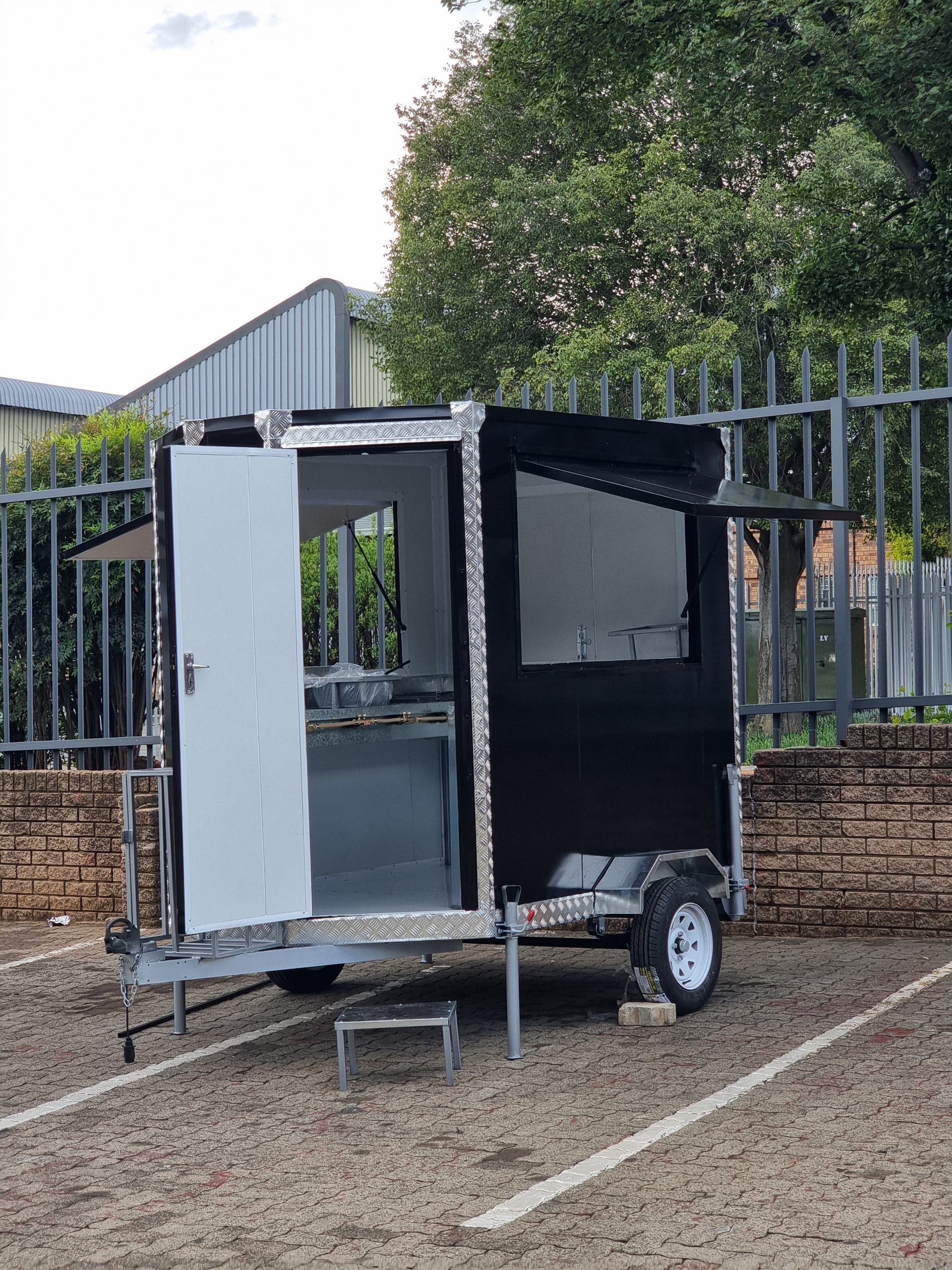 Trailored trailer parked outdoors